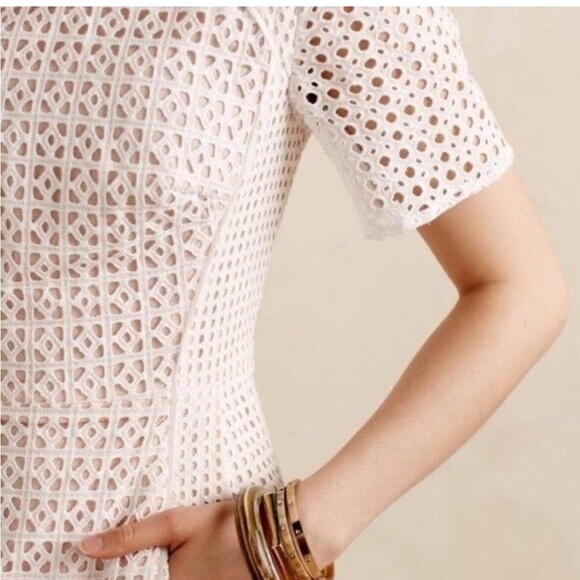 Anthropologie HD in Paris Georgia Eyelet Sheath Dress Size 8 - Picture 3 of 15